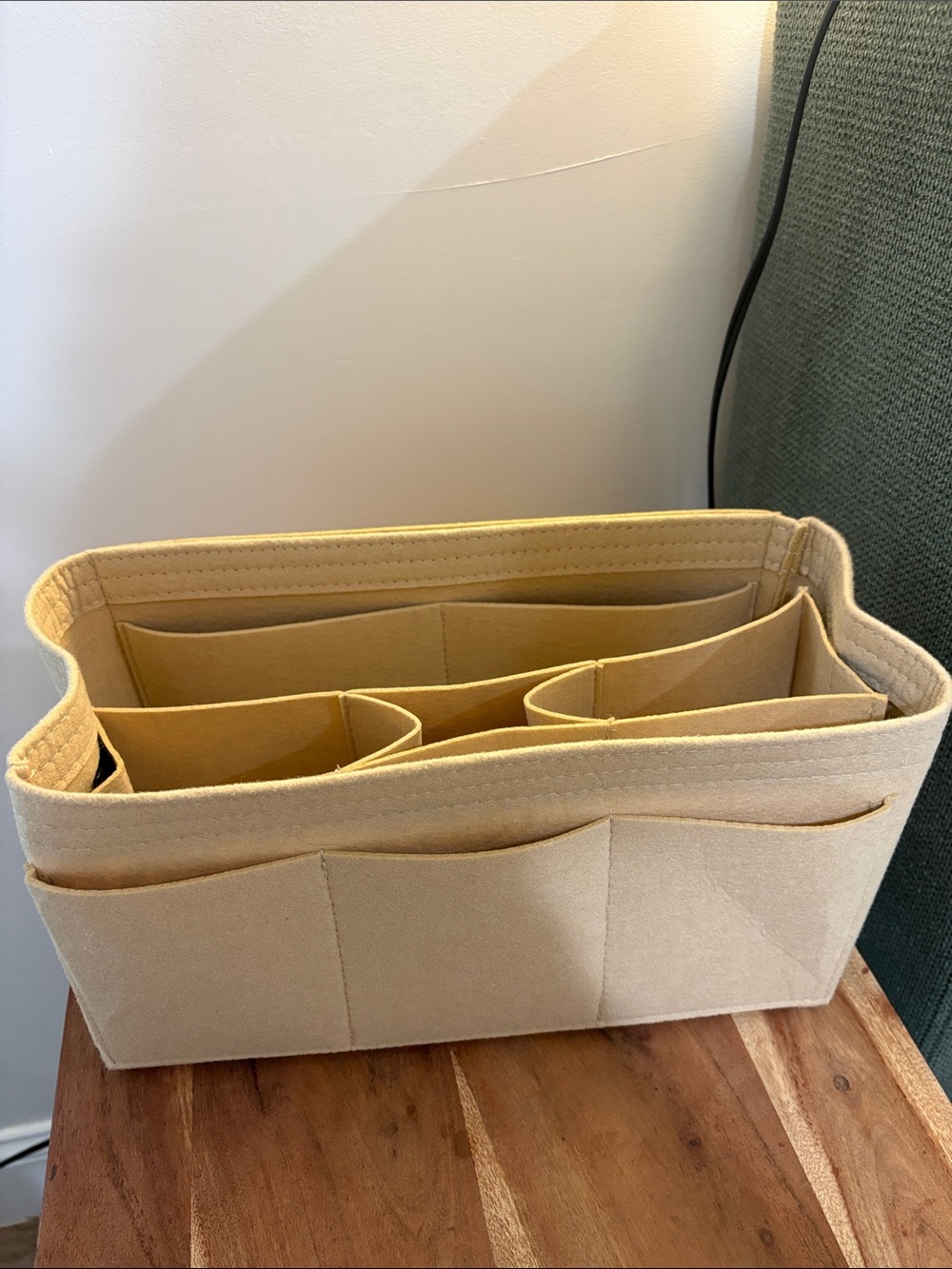 Beige Felt Tote Organizer Insert with Multiple Pockets (large)